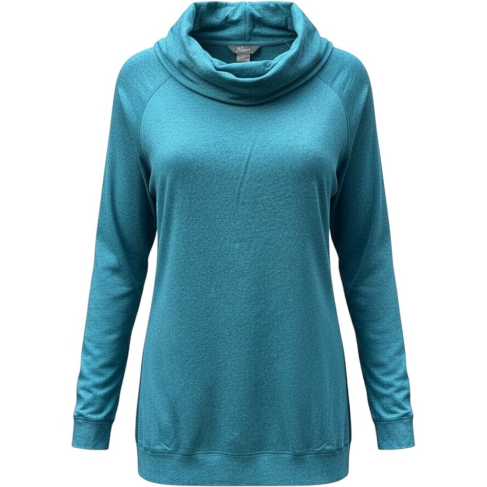 Natural Reflections Teal Heather Cowl Neck Raglan Sweatshirt Plus Size 2X